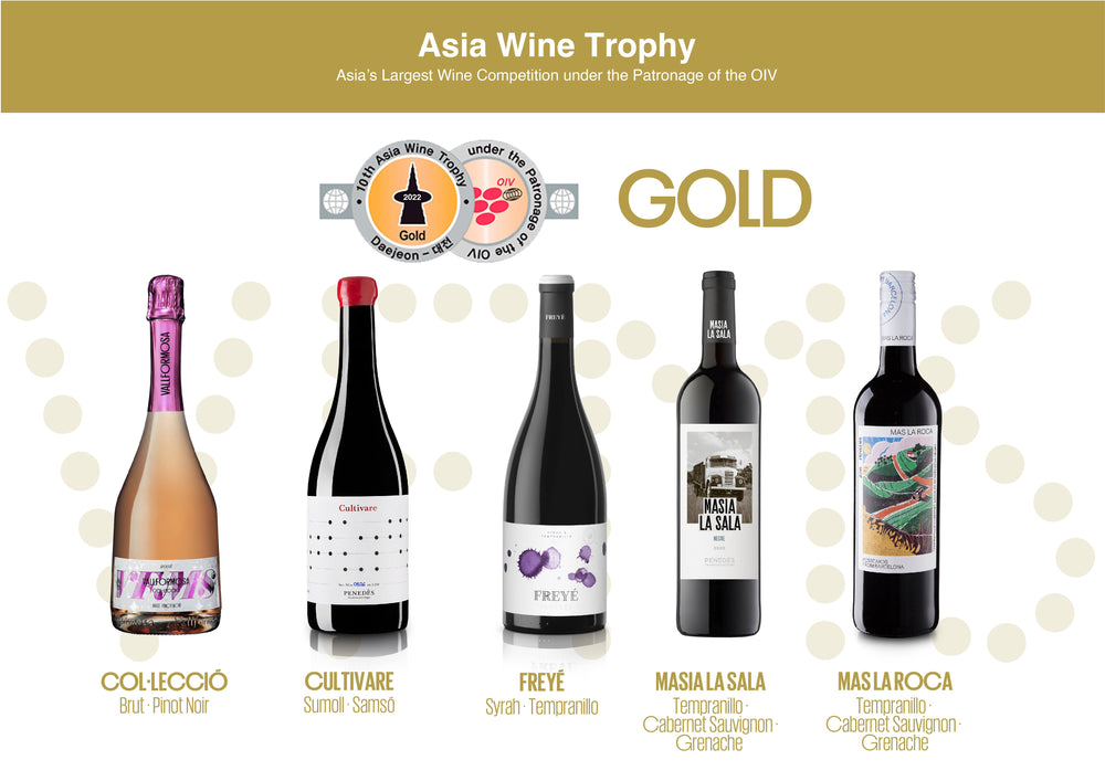 Vallformosa consigue 5 medallas de oro en los Asia Wine Trophy
